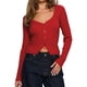 thumbnail image 2 of Cárdigan de Larga para Mujer, Suéter Corto de Punto Abierto, Chaqueta con Cuello en V y Botones para Otoño Vino Tinto L, 2 of 10