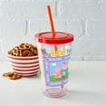thumbnail image 4 of CafePress - Peppa Pig: My New Family - 16 Ounce Classic Clear Insulated Double Wall Tumbler Cup with Lid Straw , Reusable, 4 of 5