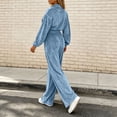 thumbnail image 5 of Women's Zip Up Cropped Jacket 2 Piece Loungewear Soft Velour Top Wide Leg Pants Sets with Pockets Loose Casual Tracksuit Y2K Streetwear Sky Blue, 5 of 7