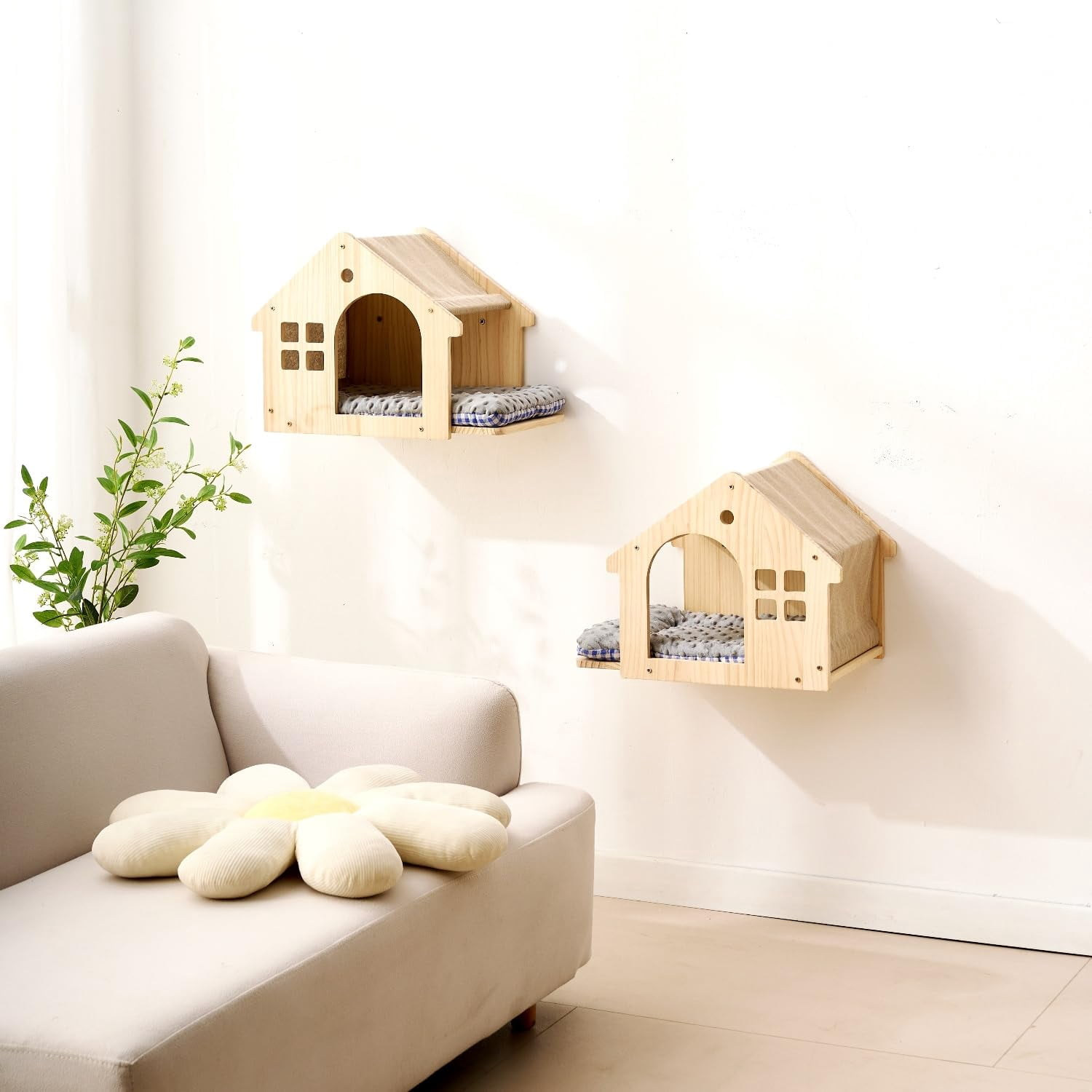 12" x 16" Wood Wall Mounted Cat Furniture Set