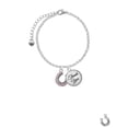 thumbnail image 2 of Delight Jewelry Silvertone Beaded Pink Crystal Horseshoe with Good Luck - Domed Thank You Charm Bracelet, 6"+2", 2 of 5