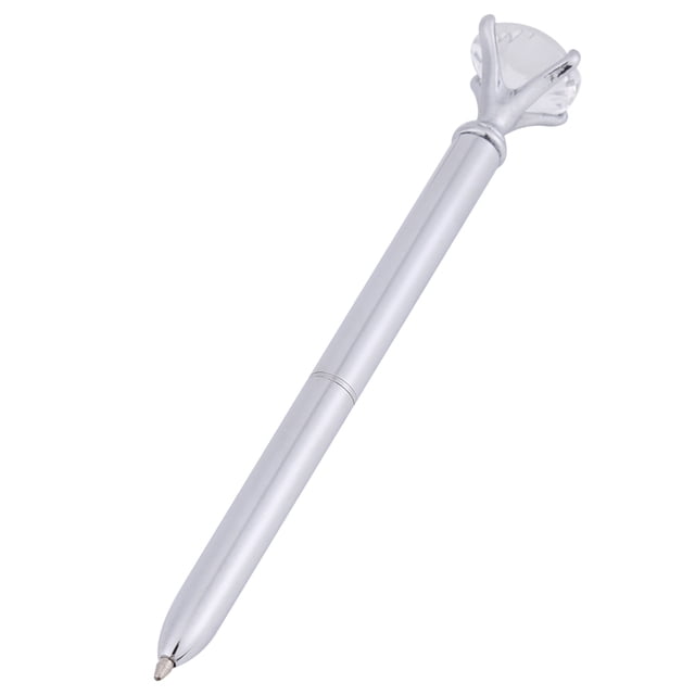 Yunxwd Bolígrafo Diamante Lindo Bolígrafo de cristal, Bolígrafo de metal de tinta negra con de diamantes de imitación Bolígrafo grande con forma de para la escuela Suministros de oficina (Plata)