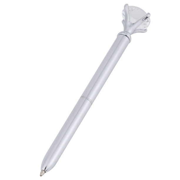 Bolígrafo de metal con decoración de diamantes de imitación, regalo, papelería, artículos de oficina (plata)