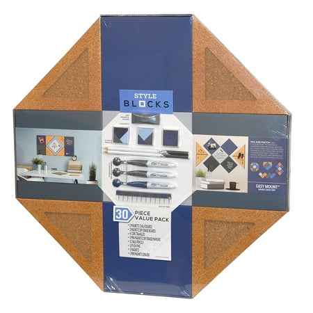 - Style Blocks 30 Piece Value Pack - Magnetic Chalk Boards and Dry Erase Boards - Plus 4 Cork Triangles