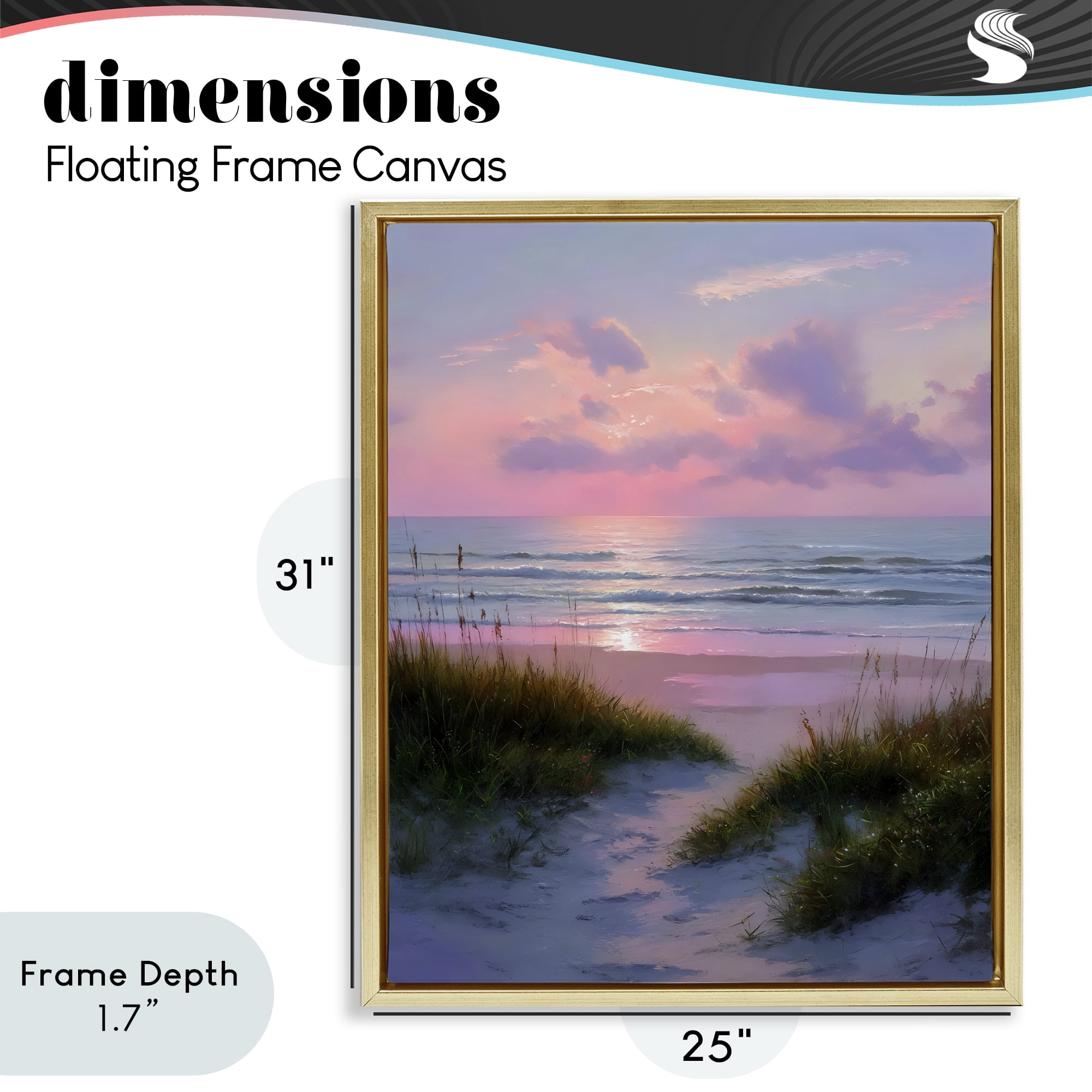 Stupell Industries Romantic Beach Sunset in Pink Gold Framed Floater Canvas Wall Art, design by Franklyn Gregory
