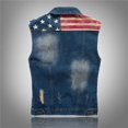 thumbnail image 4 of Chaleco vaquero de estilo ajustado y moderno para hombre, chaleco vaquero para hombre, chaleco informal con bandera, 4 of 5