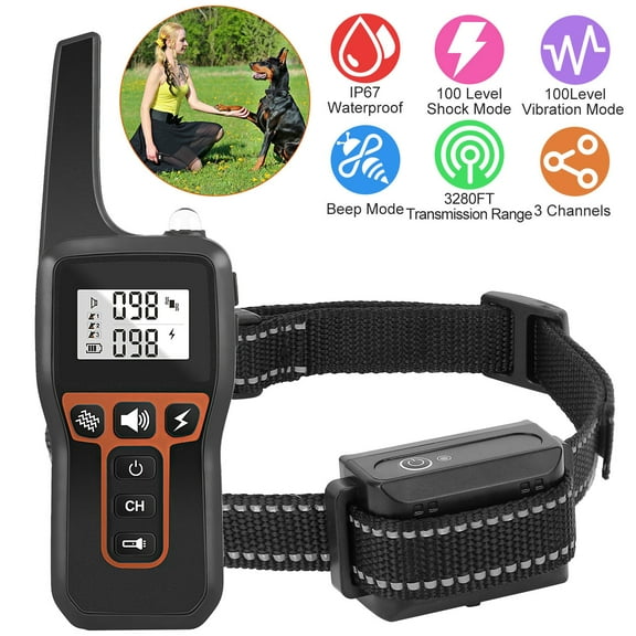 Dog Training Collars, TeqHome Dog Shock Collar with Remote 3280FT, 3 Modes Beep Vibration Shock, IP67 Waterproof, with Flashlight, USB Charging, Perfect for Training Small Medium Large Dogs