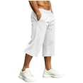 thumbnail image 6 of QSXADF Men's Capris Elastic Waist Drawstring Shorts Summer Shorts Over Knee Length Solid Drawstring Pocket Breathable Capris Men's Casual Trousers, 6 of 6