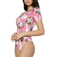 thumbnail image 2 of Balery Rose Rabbit Women's Short Sleevee Crew Neck Bodysuit Tops Short Sleeve Tops Basic-, 2 of 9