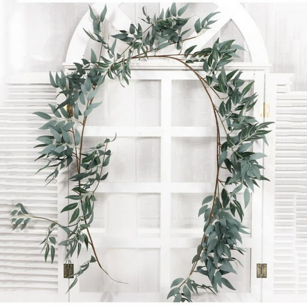 5.4 ft Artificial Eucalyptus Garland Faux Silk Willow Leaves Vines