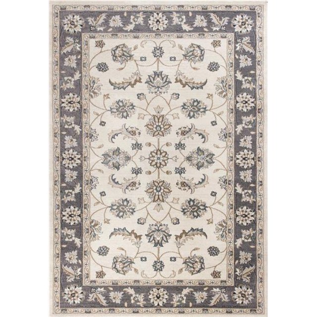 HomeRoots 352970 7 ft. 10 in. x 9 ft. 10 in. Polypropylene Ivory & Grey Area Rug