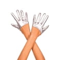 thumbnail image 1 of Music Legs 484-SILVER Short Wet Look Gloves, Silver, 1 of 1