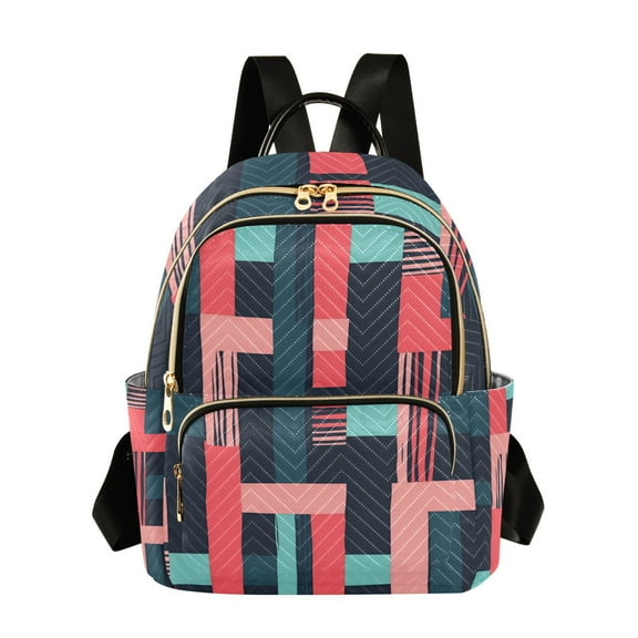 FORMRS Mini Backpack Purse for Women Travel Daypack Casual Shoulder Bag, Pink Geometric