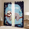thumbnail image 2 of jejeloiu Cartoon Sloth Black Out Curtains,Retro Rustic Flower Curtains Pack of 2 (42x63 Each),Gray Blue Bedroom Curtains For Girls Boys,Ultra Soft Home Decor, 2 of 6