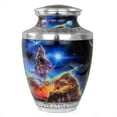 thumbnail image 2 of 10" Aluminum Decorative Funeral Urns for Cremated Human Ash Remains Storage | Beautiful Galaxy Funeral Pot for Pet Loss & Loved Ones | Large Size Engraved Metal Urns Premium Finish (Andromeda), 2 of 3