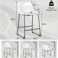 thumbnail image 2 of AOJDVE 26 inch Bar Stools Set of 2, Modern Counter Height Bar Stools, Faux Leather Barstool with Back and Metal Leg, Armless Bar Chairs for Kitchen Island (White, 2pcs 26"), 2 of 16