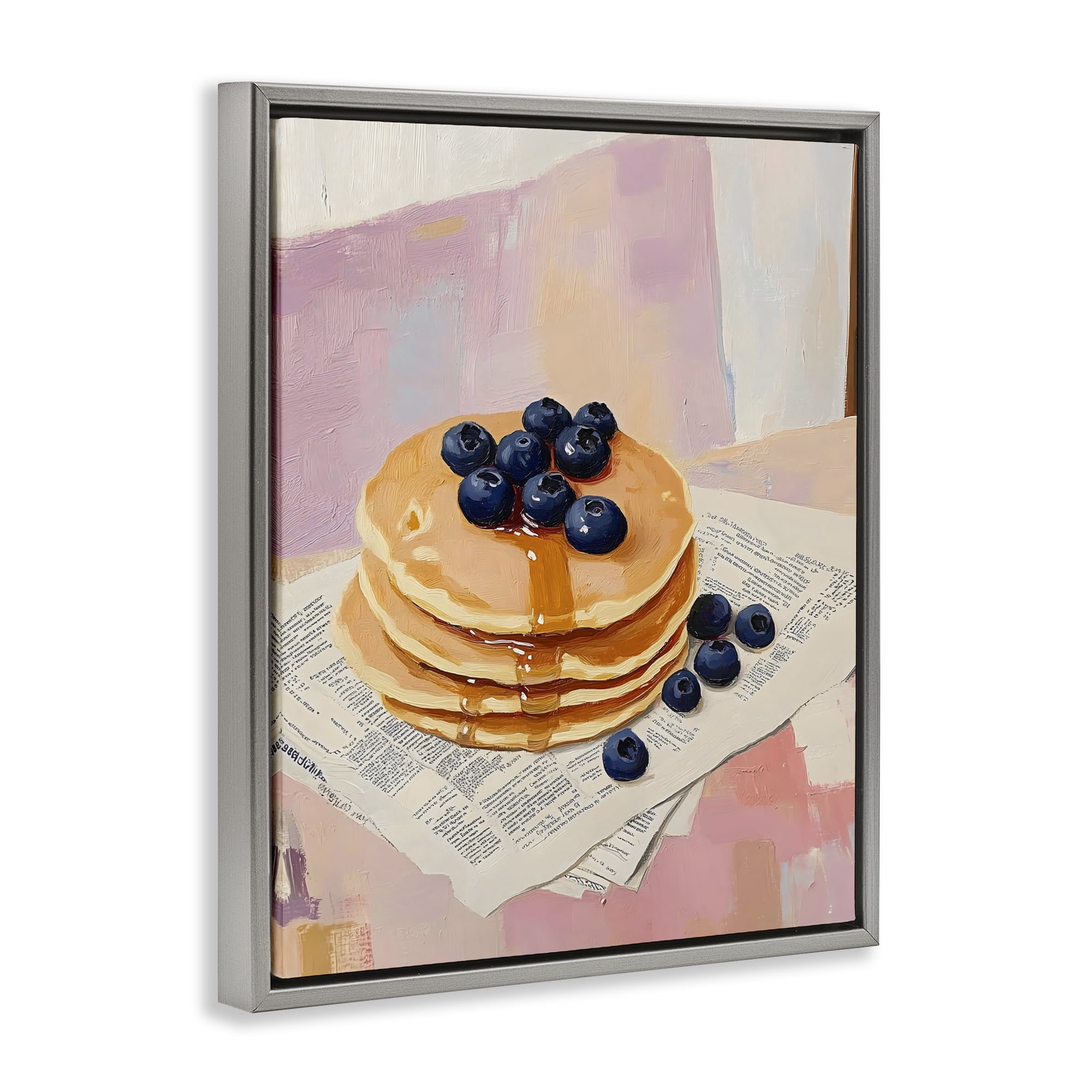 Stupell Industries Blueberry Pancakes with Syrup Gray Framed Floater Canvas Wall Art, design by The Prints Vibe
