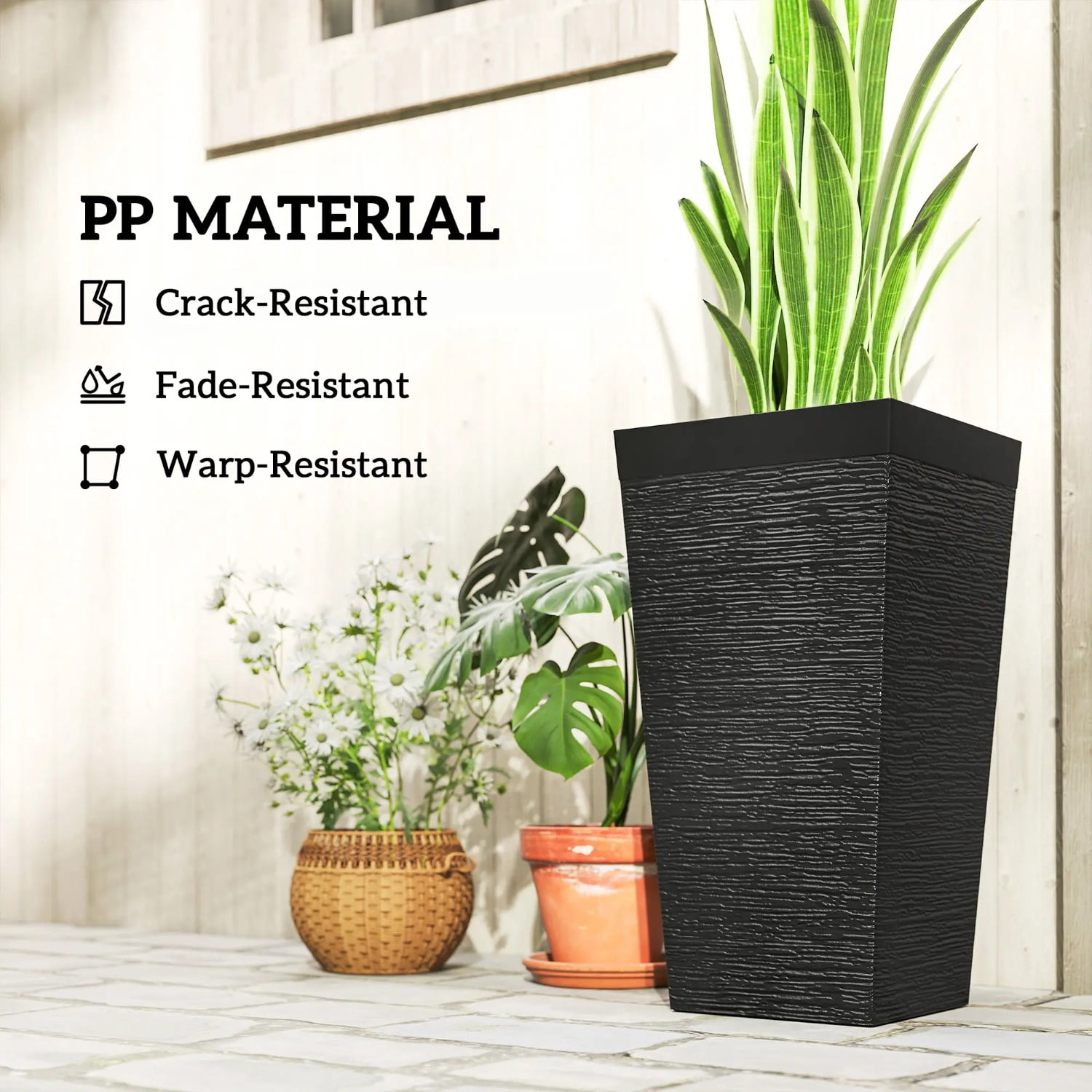 Set of 3 Plastic Flower Pots