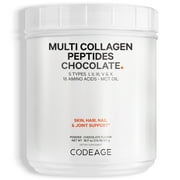 Codeage Multi Collagen Peptides Protein Powder, Chocolate Cocoa, MCT Oil, Amino Acids, Hydrolyzed, 18.16 oz
