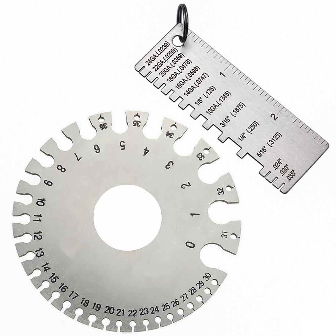 2 Pieces Stainless Steel Sheet Gauge, Round Double Sided Sheet Metal