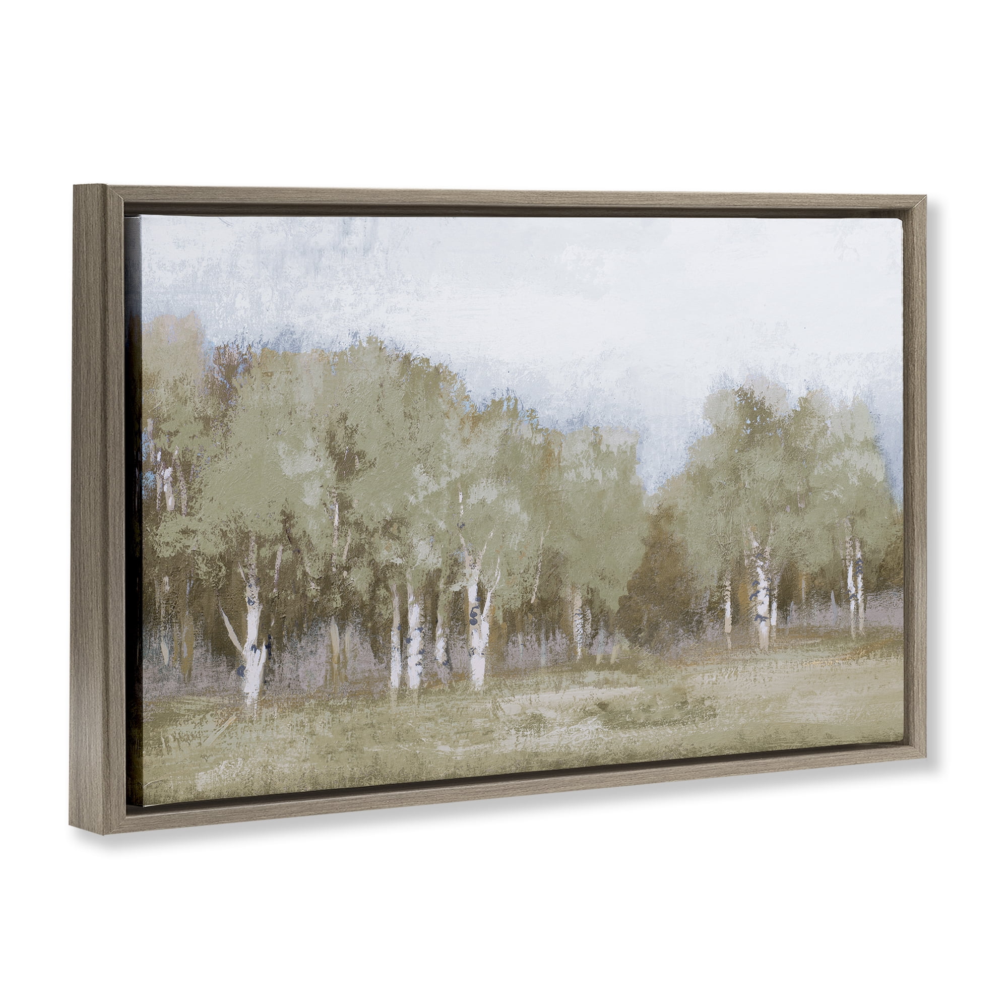 Stupell Industries Autumn Greens Tranquil Trees Brown Framed Floater Canvas Wall Art, design by Michael Marcon