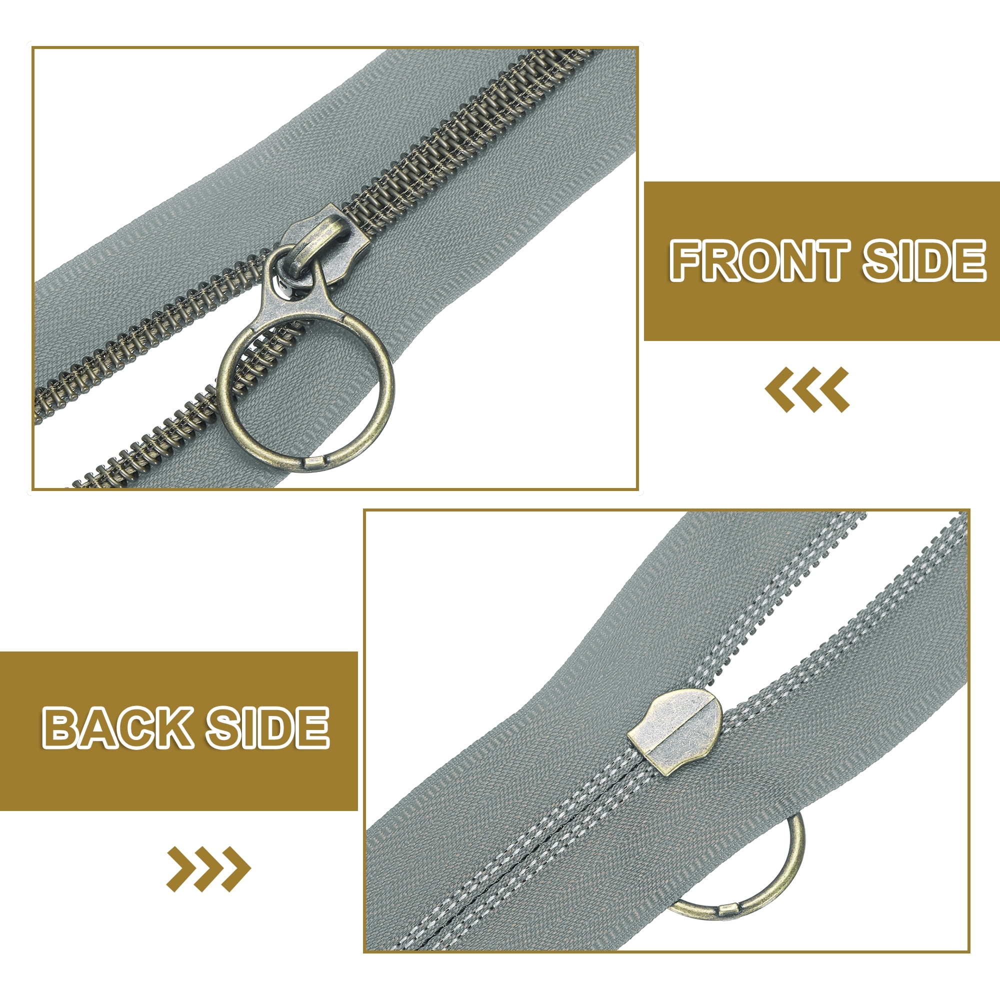 #5 10 Yards Nylon Coil Zippers, Bulk Coil Zipper by the Yards with 20pcs Brass Zippers Sliders for Diy Tailor Sewing Craft Bag Clothes, Gray