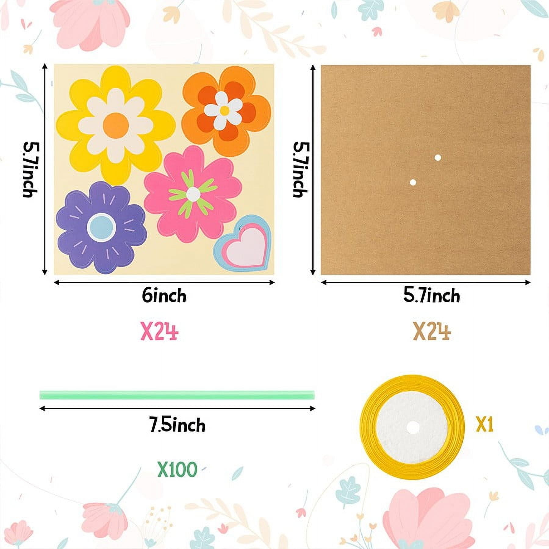YWIYIUD 24 Pieces Spring Flower Bouquet Craft Kit Pack,Mother's Day Craft, DIY Flower Paper Crafts Floral Bouquet Gifts for Home Party Fun Activities Party Decorations Birthday Mother's Day Gifts