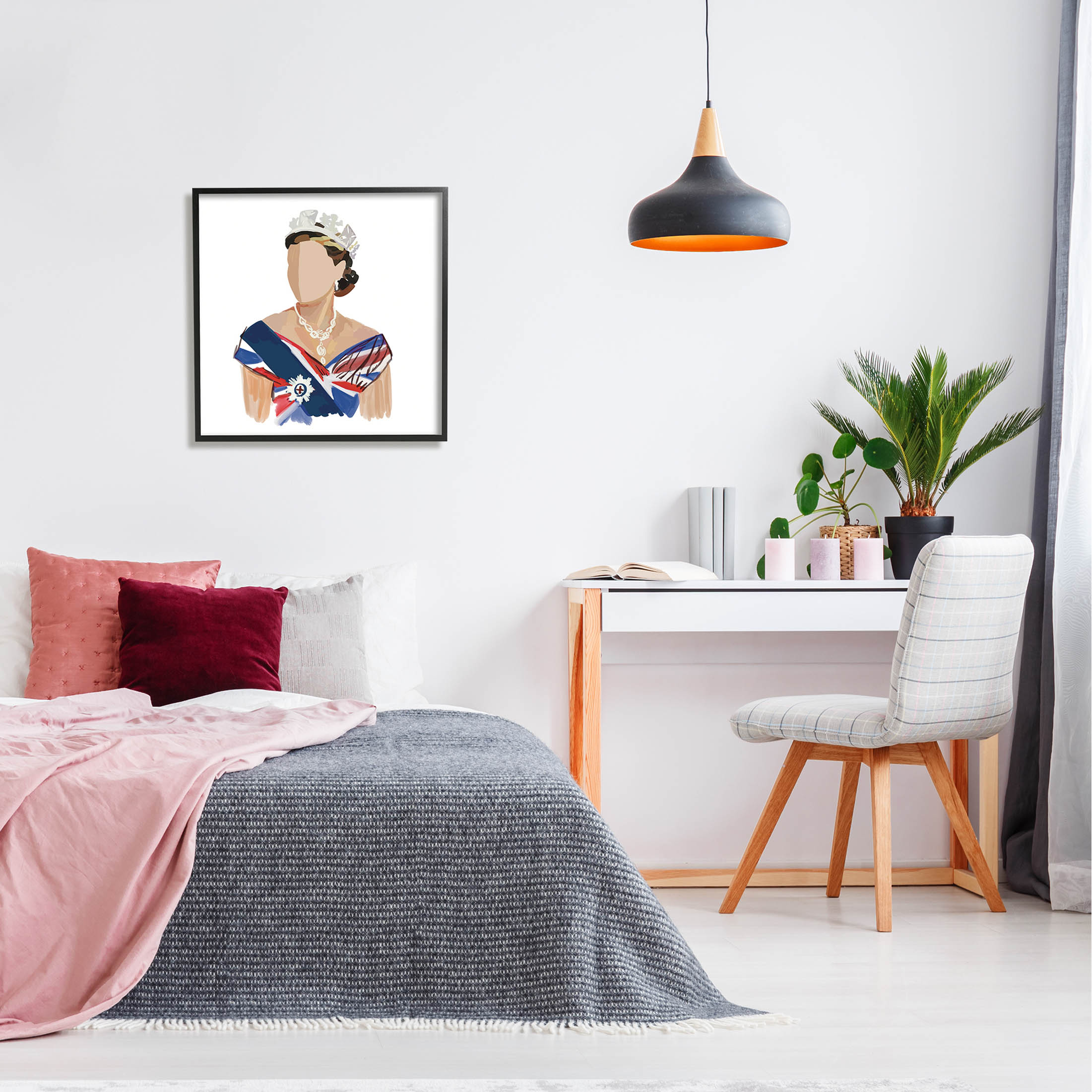 Stupell Industries Modern Royal Portrait Graphic Art Black Framed Art Print Wall Art, Design by Amelia Noyes