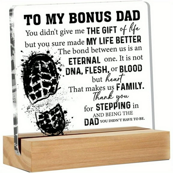 Personalized Dad Desk Sign - Transparent Acrylic Decorative Sign for Home Office - Unique Stepfather Gift for Birthday, Christmas, Father'S Day, and Everyday Appreciation