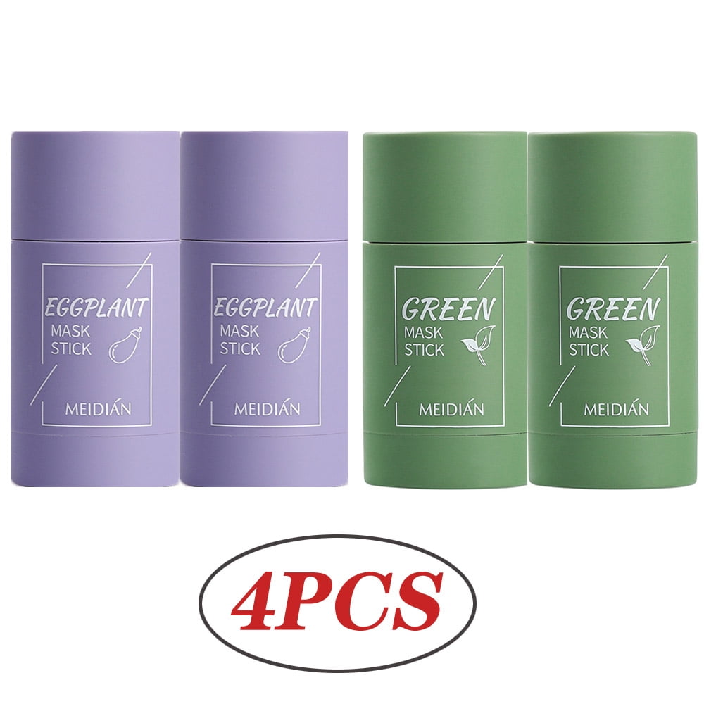 Dicasser 4PCS Green Tea/ Eggplant Mask Stick, Green Tea Acne Clearing