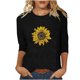 thumbnail image 1 of Camisetas Casuales de las Mujeres de Moda Impresa 3/4 Mangas Blusa Cuello Redondo para el Hogar Y Diario, 1 of 4