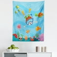 thumbnail image 1 of Marine Tapestry, Boy Diving and Exploring Subaquatic Happiness Seashell Summer Cartoon Character, Fabric Wall Hanging Decor for Bedroom Living Room Dorm, 5 Sizes, Multicolor, by Ambesonne, 1 of 1