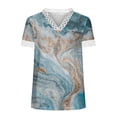 thumbnail image 5 of Hauts d'Été pour Femmes 2023 Mode Oversize Col en V Patchwork en Dentelle Manches Courtes Blouse Décontractée Chemises Col en V en Dentelle pour Femmes, 5 of 5
