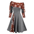 thumbnail image 1 of Vestidos de Navidad Para Mujer Moda Otoño Impresión Causal Fuera Del Hombro Botón Manga Larga Vestido de Vacaciones Odeerbi ODB196747, 1 of 4