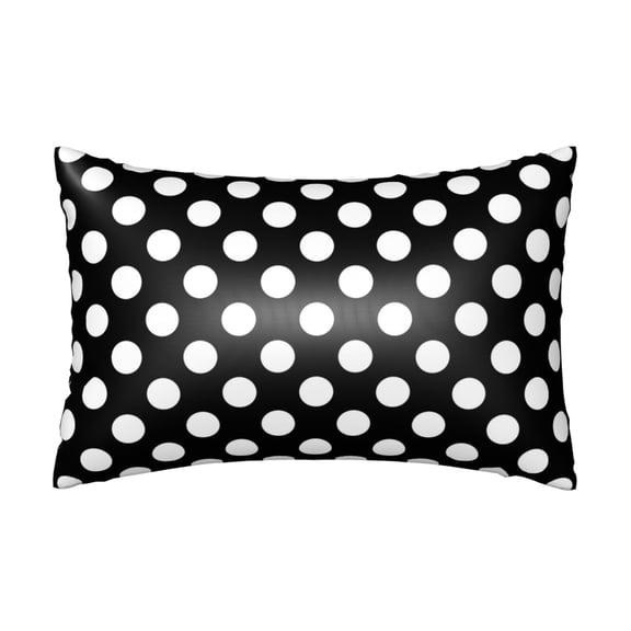 Silk Pillow Case for Hair And Skin Queen - black white polka dots Cooling Sleep Throw Pillow Covers Standard Size 20x30in, comfort Satin Pillowcase with Zipper for Women Men