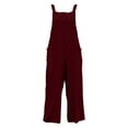 thumbnail image 4 of Lisingtool Womens Overalls Women's Sleeveless Overalls Jumpsuit Casual Solid Summer Wide Leg Pants Jumpsuit Romper with Button Pockets Casual Jumpsuits for Women Dressy Wine, 4 of 4