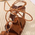 thumbnail image 5 of Juebong Sandals clearance Lace up Gladiator Strap Sandals Women Girls Dressy Flat Fisherman Thong Cross Strappy Sandals Low Wedge Summer Shoes Cute Open Toe Flat Sandal, 5 of 5