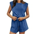 thumbnail image 2 of Teissuly Women's Solid Color Sleeveless Backless Top With Elastic Waist Pocket Shorts And Jumpsuit, 2 of 9