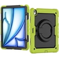 thumbnail image 2 of ELEHOLD Rugged Case for iPad Air 11-inch M3 (2025) / M2 (2024) Three-Layer Protection with Screen Protector Portable Folding Handle Grip 360° Rotating Kickstand Bracket Shockproof Cover,Green, 2 of 9