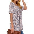 thumbnail image 4 of Fantaslook Women Tunic Tops Casual Henley Short Sleeve Shirts Floral Blouses Loose Summer Tops, 4 of 8