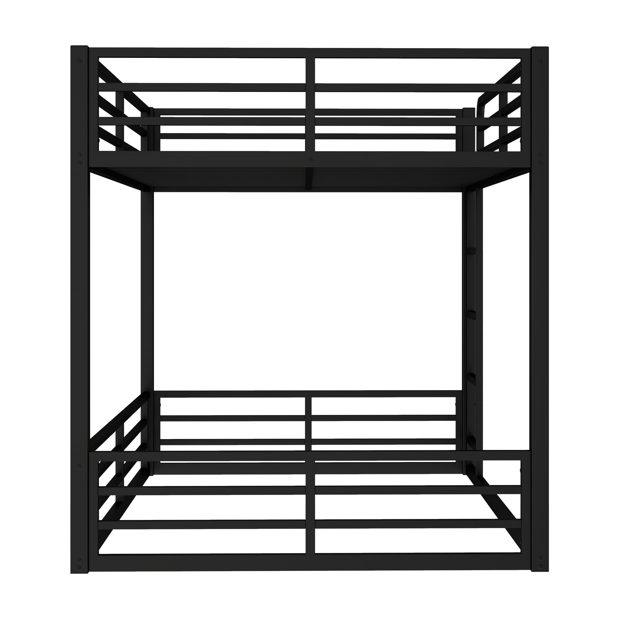 Leumius Metal Bunk Bed,Full XL over Full XL Floor Bunk Bed Frame for Kids/Teens/Adults,Space-Saving/Noise Reduced/No Box Spring Needed,Black