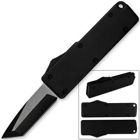 Legends Micro OTF Tanto Blade Knife Black Out The Front w Side (Best Mini Otf Knife)