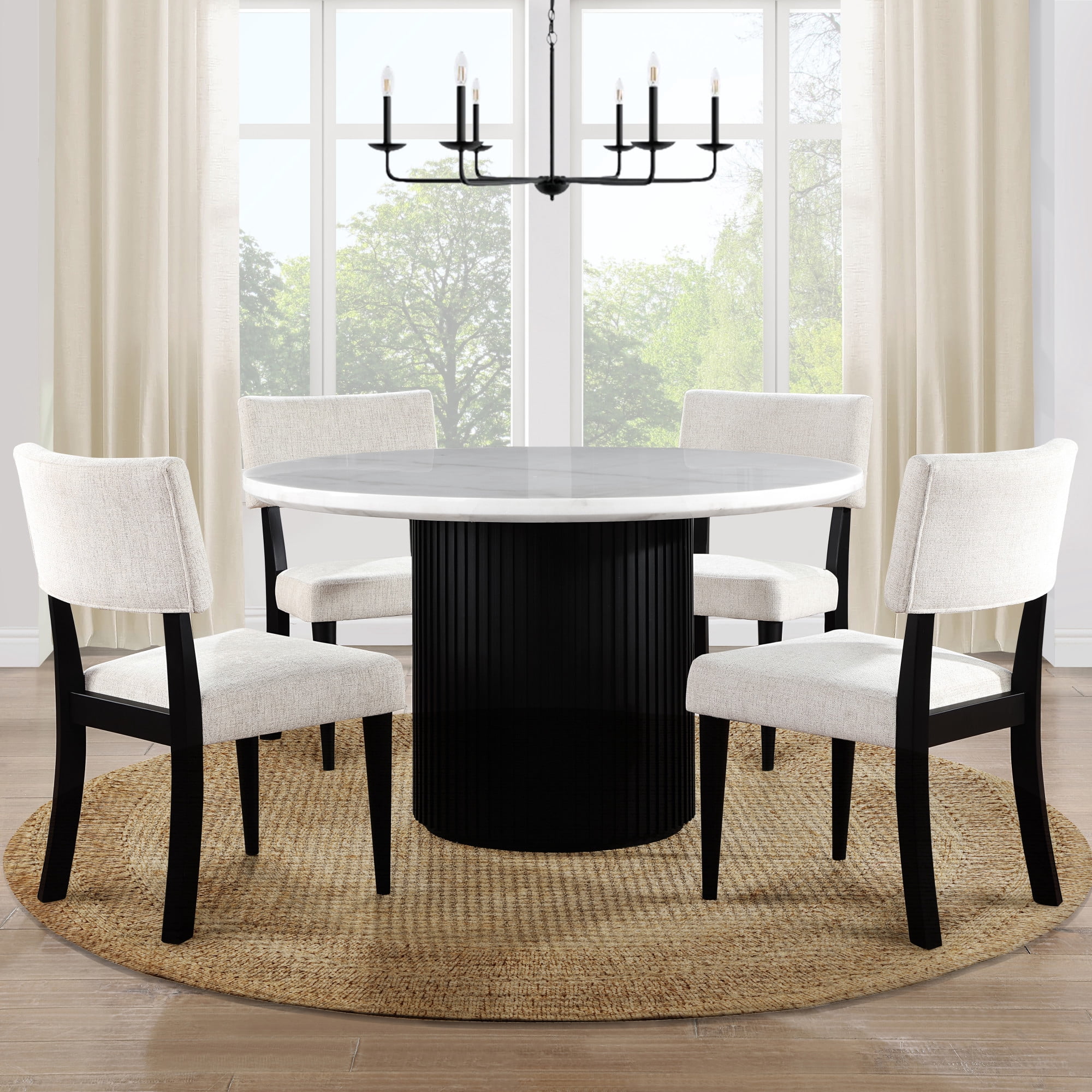 Steve Silver Colvin Modern Upholstered Dining Chair, Set of 2, Black/White