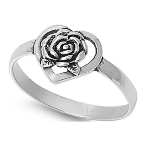 925 Sterling Silver Rose to Your Heart Ring Size 5