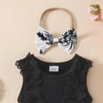 thumbnail image 4 of NIEWTR Baby Girl Romper Dress Embroidery Lace Flowers Baby Dress Romper Spring Summer Festival Clothes with Headband(Black,0-3 Months), 4 of 5