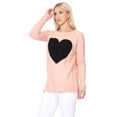 thumbnail image 3 of YEMAK Women's Pullover Sweater Long Sleeve Crewneck Heart Knitted Top Sweaters MK8236-P.BEIGE/BLACK-L, 3 of 10