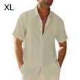 thumbnail image 4 of thinsony Traveling Casual Style Men's Button Down Shirt Summer Pool Party Solid Color Simple Design Slim Fit Tops Daily Clothes Khaki XL, 4 of 5