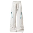 thumbnail image 4 of Mens Wide Leg Baggy Hiking Pants, Elastic Drawstring Waist Ruched Loose Fit Long Trousers Side Zipper Pockets Lightweight Outdoor Walking Fishing Casual Pants Size 4XL White, 4 of 9