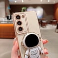 thumbnail image 4 of Compatible with Samsung Galaxy S23 5g 6D Plating Astronaut Hidden Kickstand Case Luxury Cute Heart Pattren Cover with Camera Protection Soft Silicone Shockproof Stand Holder Bumper (White), 4 of 11