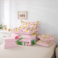 thumbnail image 5 of Manfei Watermelon Print Twin Bedding Sets 7-Piece for Kid, Pink Yummy Fruit Bedding Comforter Set, Kawaii Cartoon Pineapple Reversible Sheet Sets, Lightweight Room Decor, 5 of 7